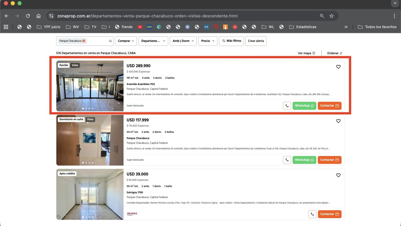 Fenómeno barrial: boom de consultas por el departamento de Adorni en Parque Chacabuco | Foto:Cedoc.