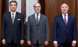 Los ministros de la Corte Suprema de Justicia de la Nación: Horacio Rosatti, Carlos Rosenkrantz y Ricardo Lorenzetti