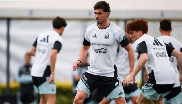 Joaquín Panichelli en el entrenamiento de la Selección Argentina