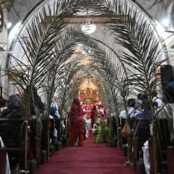 Devotos cristianos asisten a la misa del Domingo de Ramos en la iglesia de San Antonio en Lahore, Pakistán. | Foto:Arif Ali / AFP
