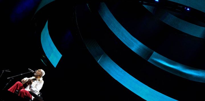 El músico y compositor brasileño Gilberto Gil se presenta en su gira 'Gil Tempo Rei Last' en el estadio Allianz Parque de São Paulo, Brasil.