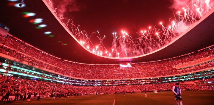 Imagen del interior del simbólico Estadio Azteca en la Ciudad de México, capital de México.