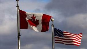 banderas Canadá y Estados Unidos