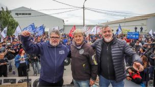Daniel Yofra (Aceiteros), Abel Furlán (UOM) y Rodolfo Aguiar (ATE), referentes del Frente de Sindicatos Unidos