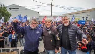 Daniel Yofra (Aceiteros), Abel Furlán (UOM) y Rodolfo Aguiar (ATE), referentes del Frente de Sindicatos Unidos
