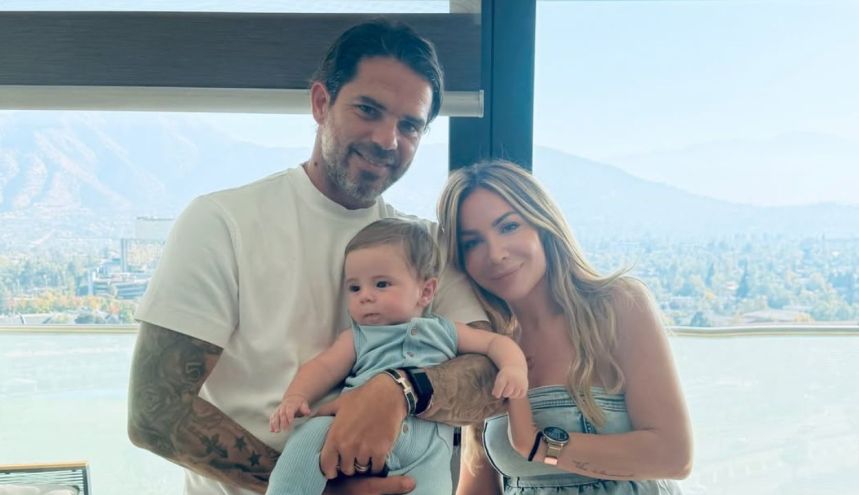 Fernando Gago, su hijo Joaquín y Verónica Laffitte