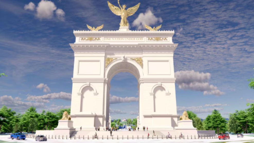 El boceto del 'Arco del Triunfo' con el que Trump sueña en Washington.