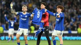 Valentín Barco con una camiseta de Panichelli en la clasificación de Estrasburgo