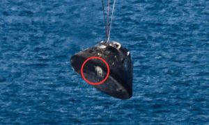 Presunto desprendimiento del trozo de la estructura de la nave Orion de la NASA