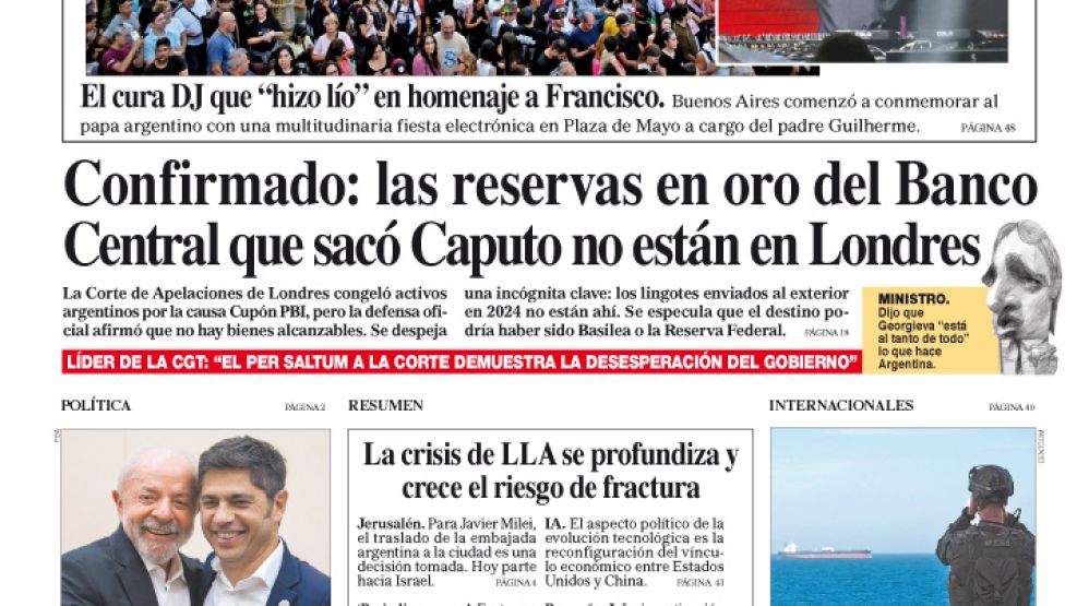 La tapa del Diario PERFIL del domingo 19 de abril de 2026