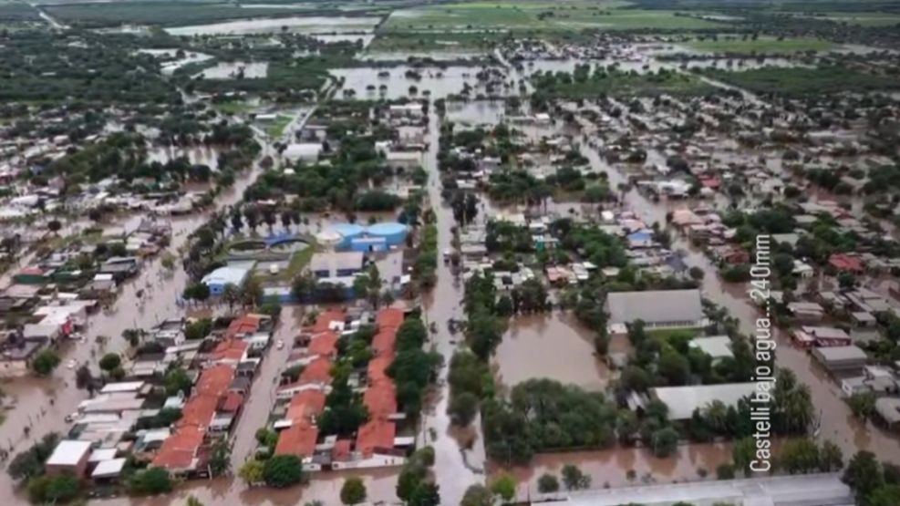 Castelli quedó bajo agua
