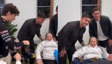 Paredes y Merentiel con la abuela de Colapinto