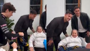 Paredes y Merentiel con la abuela de Colapinto