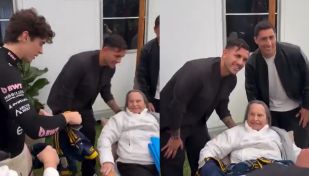 Paredes y Merentiel con la abuela de Colapinto