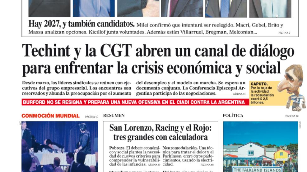 La tapa del Diario PERFIL del domingo 26 de abril de 2026