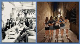 Bettina Angeletti, esposa de Adorni, en su viaje a España con amigas