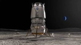 Bocetos muestran el Sistema de Aterrizaje Humano (HLS) Starship de SpaceX en la Luna. 05052026