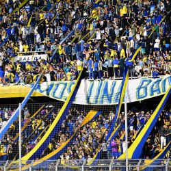 Los hinchas de Rosario Central animan a su equipo durante el partido de la fase de grupos de la Copa Libertadores entre Rosario Central de Argentina y Libertad de Paraguay en el estadio Gigante de Arroyito en Rosario, provincia de Santa Fe, Argentina. | Foto:Marcelo Manera / AFP