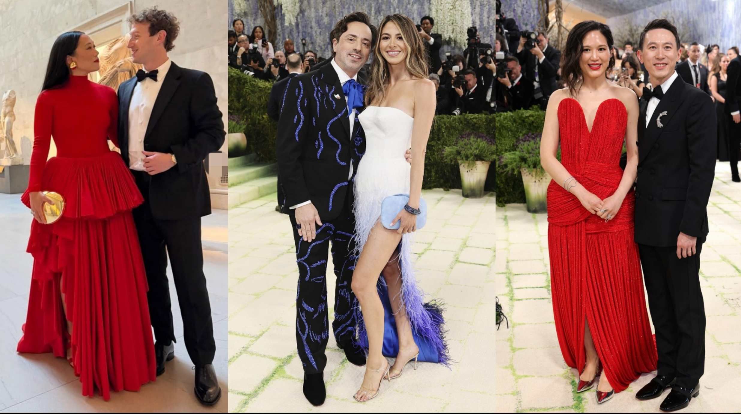 M.Zuckerberg y Priscilla Chan; S.Brin y Gerelyn Gilbert-Soto;Vivian Kao y Shou Zi Chew.