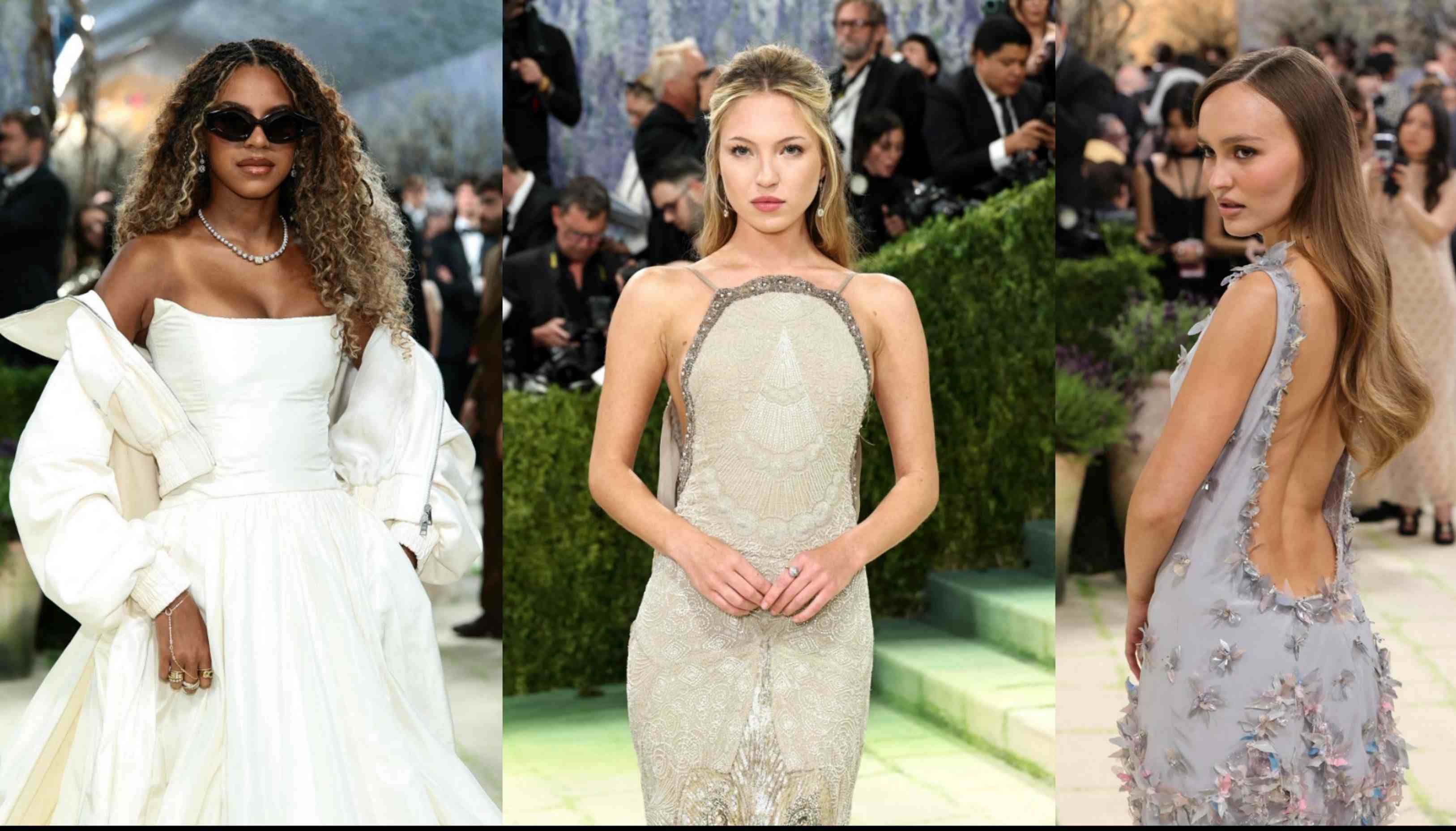 (De izq. a der.)Blue Ivy Carter (hja de Beyoncé); Lila Moss; y Lily-Rose Depp.