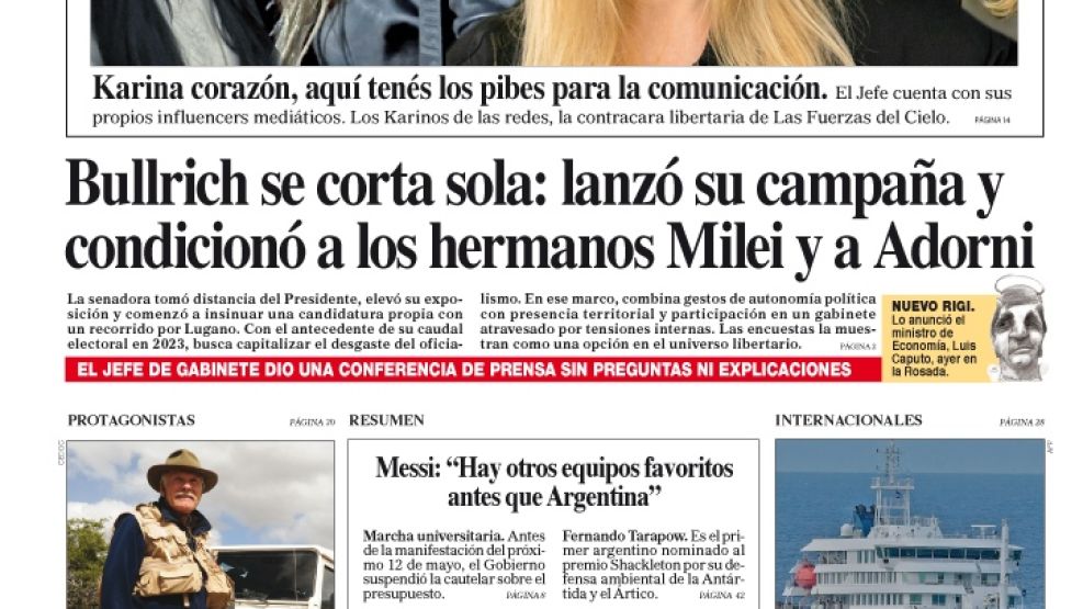 La tapa del Diario PERFIL del sábado 9 de mayo de 2026