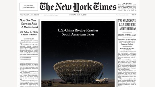 La preocupación de EE.UU. por las bases de China en Argentina llegó a la tapa del New York Times