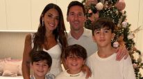 Lionel Messi, Antonela Roccuzzo y sus tres hijos Thiago, Mateo y Ciro