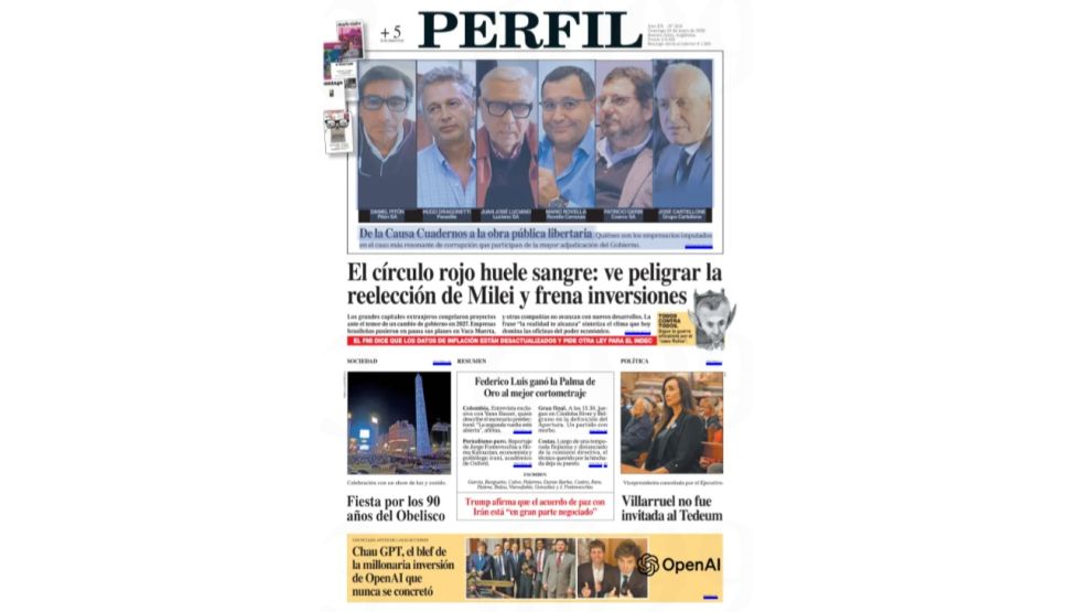 Tapa del diario PERFIL 2141