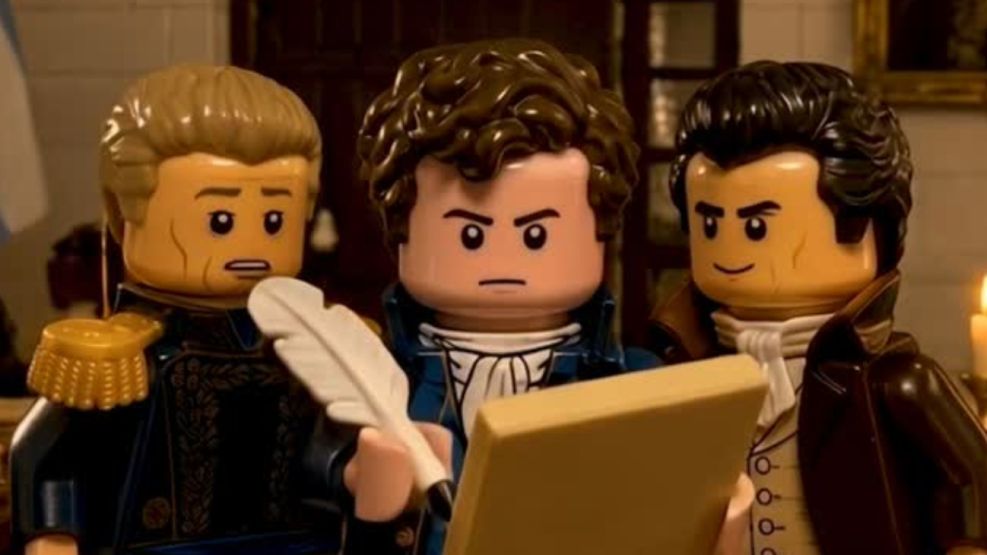 Milei como Manuel Belgrano estilo Lego