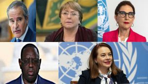 Rafael Grossi, Michelle Bachelet, Rebeca Grynspan , Macky Sall y María Fernanda Espinosa 26052026