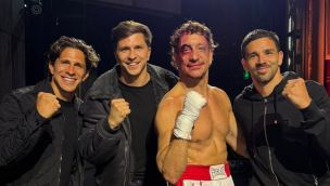 Giuliano, Gianluca y Giovanni Simeone con Nico Vázquez