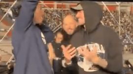 El lobbista libertario Leonardo Scatturice bailando con De Paul en el show de Tini