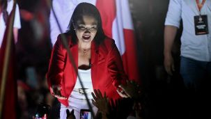 Keiko Fujimori, en el cierre de la campaña en Perú.