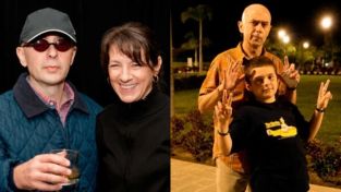 El Indio Solari con su mujer Virginia y su hijo Bruno