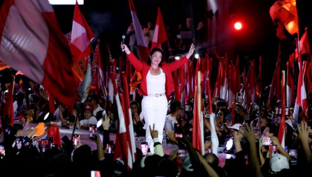 Keiko Fujimori, en el cierre de la campaña en Perú.