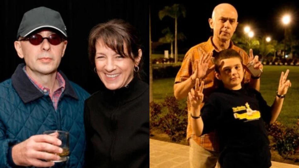 El Indio Solari con su mujer Virginia y su hijo Bruno