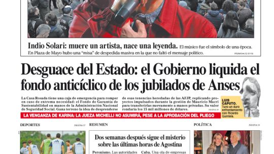 La tapa del Diario PERFIL del sábado 6 de junio de 2026