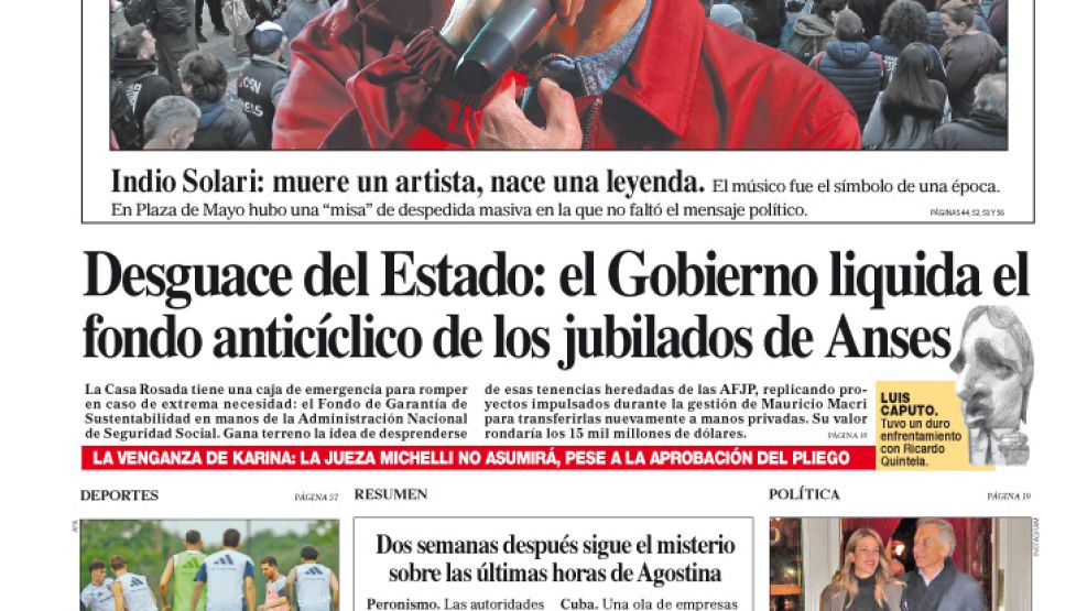 La tapa del Diario PERFIL del sábado 6 de junio de 2026