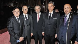 Jorge Fontevecchia con Carlos Rosenkrantz, Juan Carlos Maqueda, Horacio Rosatti y Morales Solá, presidente de la Academia Nacional de Periodismo