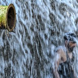 Un hombre se refresca en el agua de un arroyo durante un caluroso día de verano en las afueras de Islamabad. El Departamento Meteorológico de Pakistán pronosticó un clima cálido y seco en la mayor parte del país, con temperaturas máximas registradas de 46 grados centígrados en la provincia sureña de Sindh. | Foto:AAMIR QURESHI / AFP