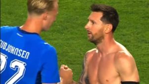 Lionel Messi y Andri Gudjohnsen