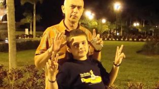 El Indio Solari y su hijo Bruno Solari