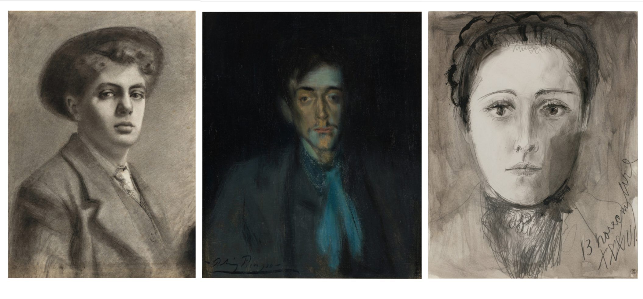 (De izq. a der.) Obras de Modigliani y dos de Picasso, que Joe Lewis remata en Sotheby's de Londres.