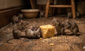 Varios ratones peleándose o al acecho de un pedazo de queso 12062026