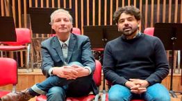 El compositor de Misa Tango Santa Cecilia Mariano Vitacco y el director del Coro Nacional de Música Argentina Emiliano Linares