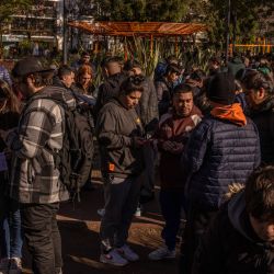 Panini FIFA World Cup stickers are exchanged in Parque Rivadavia. Collectors fill albums with stickers of players representing the 48 teams competing in the World Cup.