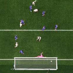 Harry Kane de Inglaterra anota el segundo gol de su equipo durante el partido del Grupo L de la Copa Mundial de la FIFA 2026 entre Inglaterra y Croacia en el Estadio Dallas en Arlington, Texas. | Foto:Francois Nel/Getty Images/AFP