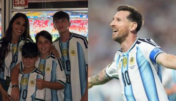 Antonela Roccuzzo, Ciro, Mateo, Thiago y Lionel Messi