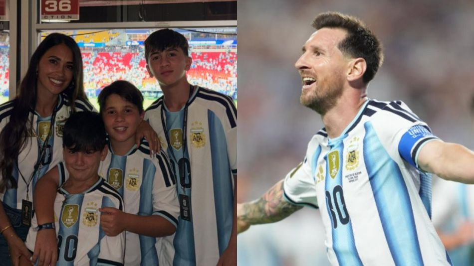 Antonela Roccuzzo, Ciro, Mateo, Thiago y Lionel Messi