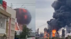 Fuego en Moscú: un ataque de Ucrania alcanzó una refinería e hizo volar un techo